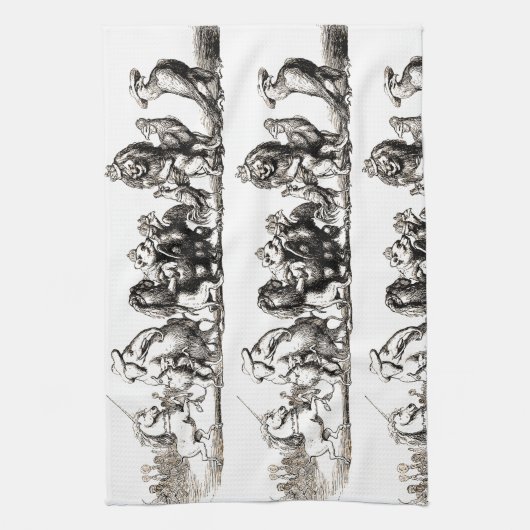 Dierlijke Schattigee Kunst Eenhoorn Olifant Lion Z Theedoek (Verticaal)