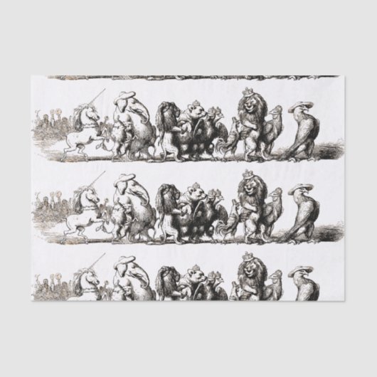 Dierlijke Schattigee Kunst Eenhoorn Olifant Lion Z Tissuepapier (Voorkant)