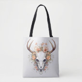 Dierlijke schedel delicate bloemen tote bag (Voorkant)