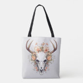 Dierlijke schedel delicate bloemen tote bag (Achterkant)