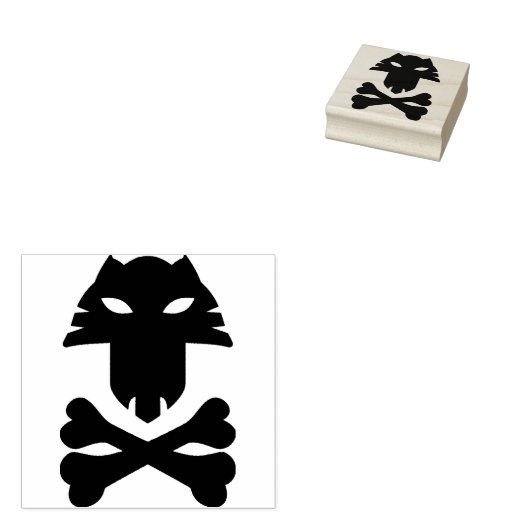 Dierlijke schedel met dwarsbeenderen, kunststempel rubberstempel (Gestempeld)