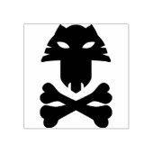 Dierlijke schedel met dwarsbeenderen, kunststempel rubberstempel (Afrduk)