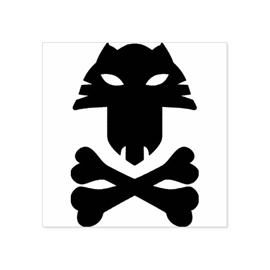 Dierlijke schedel met dwarsbeenderen, kunststempel rubberstempel (Afrduk)