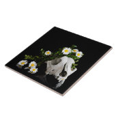 Dierlijke schedel met een maag van wilde bloem tegeltje (Zijkant)