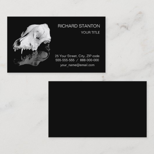 Dierlijke schedel visitekaartje (Voorkant / Achterkant)