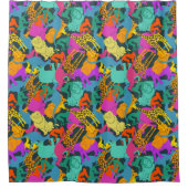 Dierlijke Silhouettes Patroon Douchegordijn (Voorkant)