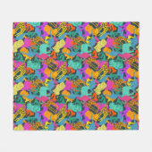 Dierlijke Silhouettes Patroon Fleece Deken (Voorkant (Horizontaal))
