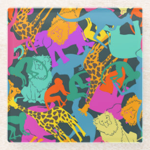 Dierlijke Silhouettes Patroon Glazen Onderzetter