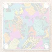 Dierlijke Silhouettes Patroon Glazen Onderzetter (Achterkant)