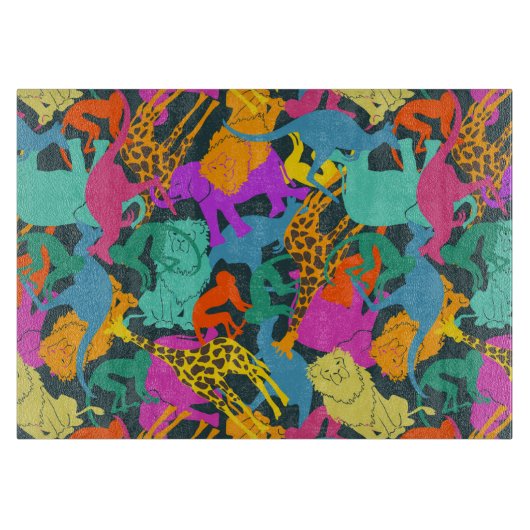 Dierlijke Silhouettes Patroon Snijplank (Voorkant)