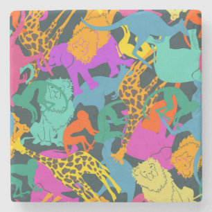 Dierlijke Silhouettes Patroon Stenen Onderzetter