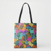 Dierlijke Silhouettes Patroon Tote Bag (Voorkant)