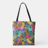 Dierlijke Silhouettes Patroon Tote Bag (Achterkant)