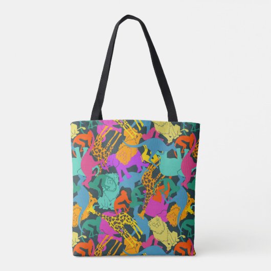 Dierlijke Silhouettes Patroon Tote Bag (Achterkant)