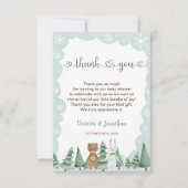 Dierlijke sneeuwvlok Winter Baby shower Dank u kaa Bedankkaart (Voorkant)