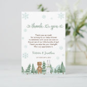 Dierlijke sneeuwvlok Winter Baby shower Dank u kaa Bedankkaart (Staand voorkant)