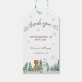 Dierlijke sneeuwvlok Winter Baby shower Dank u kaa Cadeaulabel (Voorkant)