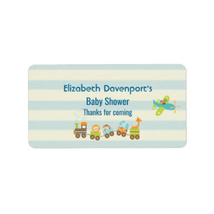 Dierlijke Speelgoed en vliegtuig op Stripes Etiket