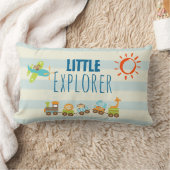 Dierlijke Speelgoed en vliegtuig op Stripes Kussen (Deken)