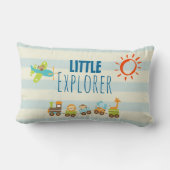 Dierlijke Speelgoed en vliegtuig op Stripes Kussen (Achterkant)