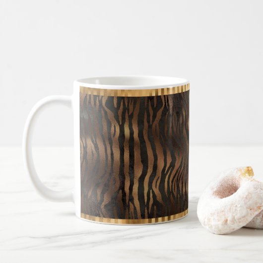Dierlijke tijger - Gold Elegant metallisch glam Koffiemok (Met donut)