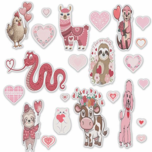 Dierlijke variëteit Valentijnse Sticker op maat ge (Voorkant)