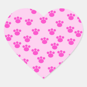 Dierlijke verfdrukken. Lichtroze en helder roze. Hart Sticker