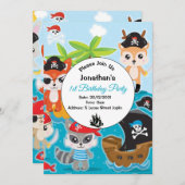 Dierlijke Verjaardag Party Pirate Uitnodiging (Voorkant / Achterkant)