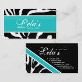 Dierlijke Visitekaartje Zebra Nail Salon Blue Angl (Voorkant / Achterkant)