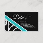 Dierlijke Visitekaartje Zebra Nail Salon Blue Angl (Achterkant)