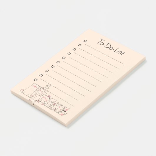 Dierlijke vrienden om een lijst op te stellen post-it® notes (Schuin)