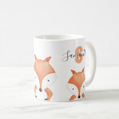 Dierlijke Waterverf Fox Naam Monogram Koffiemok (Voorkant rechts)