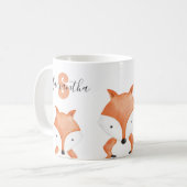 Dierlijke Waterverf Fox Naam Monogram Koffiemok (Voorkant links)