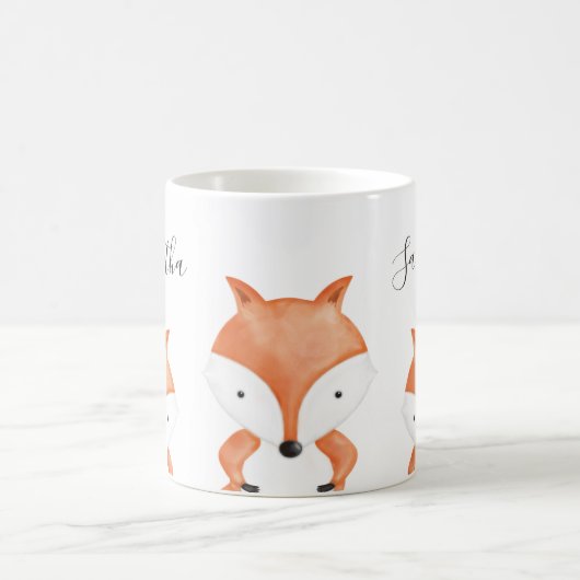 Dierlijke Waterverf Fox Naam Monogram Koffiemok (Center)