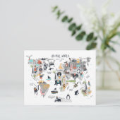 Dierlijke Wereldkaart Briefkaart (Staand voorkant)