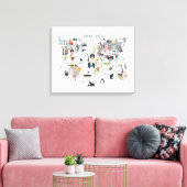 Dierlijke Wereldkaart Canvas Afdruk (Insitu (Woonkamer))