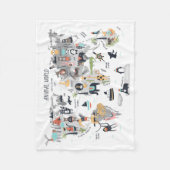 Dierlijke Wereldkaart Fleece Deken (Voorkant)