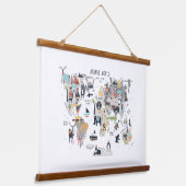 Dierlijke Wereldkaart Hangend Wandkleed (Gebogen)