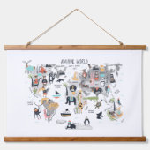 Dierlijke Wereldkaart Hangend Wandkleed (Voorkant)