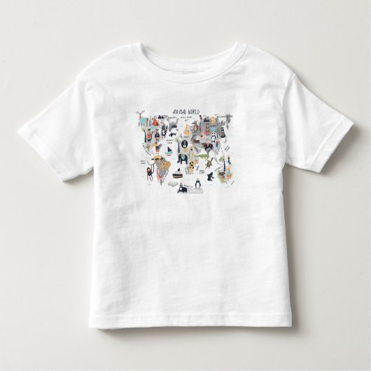 Dierlijke Wereldkaart Kinder Shirts (Voorkant)