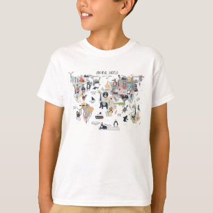 Dierlijke Wereldkaart T-shirt