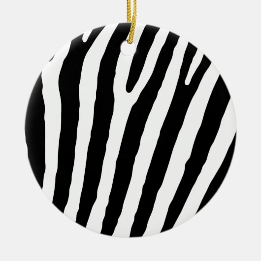 Dierlijke Zebra Afdrukken Zwart-witte kerst Keramisch Ornament (Voorkant)