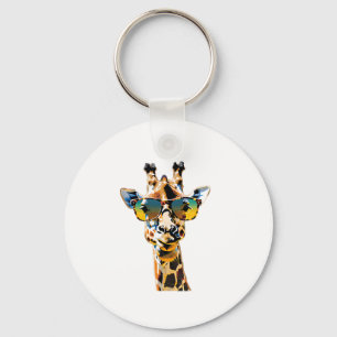 Dierlijke zonnebril giraffe met zonnebril sleutelhanger