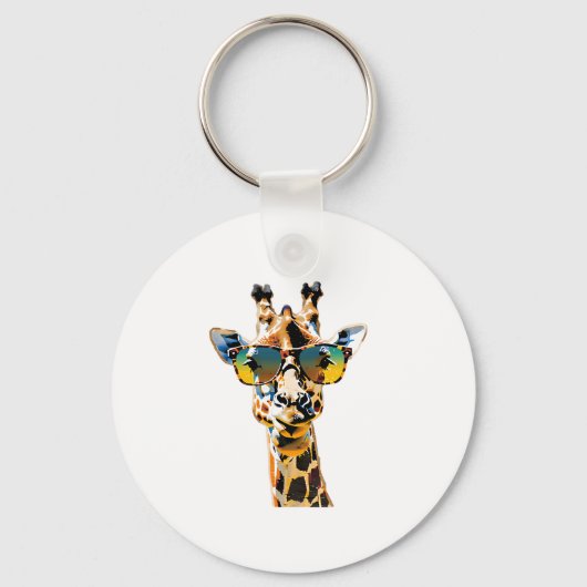 Dierlijke zonnebril giraffe met zonnebril sleutelhanger (Voorkant)
