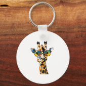 Dierlijke zonnebril giraffe met zonnebril sleutelhanger (Voorkant)
