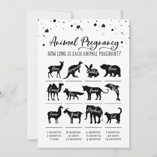 Dierlijke Zwangerschap met Antwoorden Baby shower  Kaart (Voorkant)