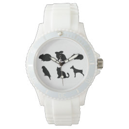 Dierlijke zwarte Silhouettes Pet Caring Time Horloge