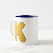 diermonogram - K Tweekleurige Koffiemok (Voorkant links)