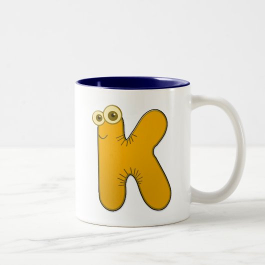 diermonogram - K Tweekleurige Koffiemok (Rechts)