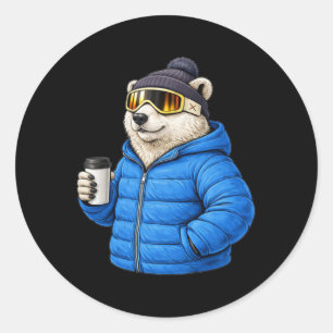 Diermotieven IJsbeer Après Ski-shirt Skiën Winterc Ronde Sticker